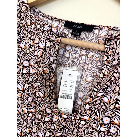 J.Crew Long Puff Sleeve Paisley Floral Blouse S - Picture 9 of 12